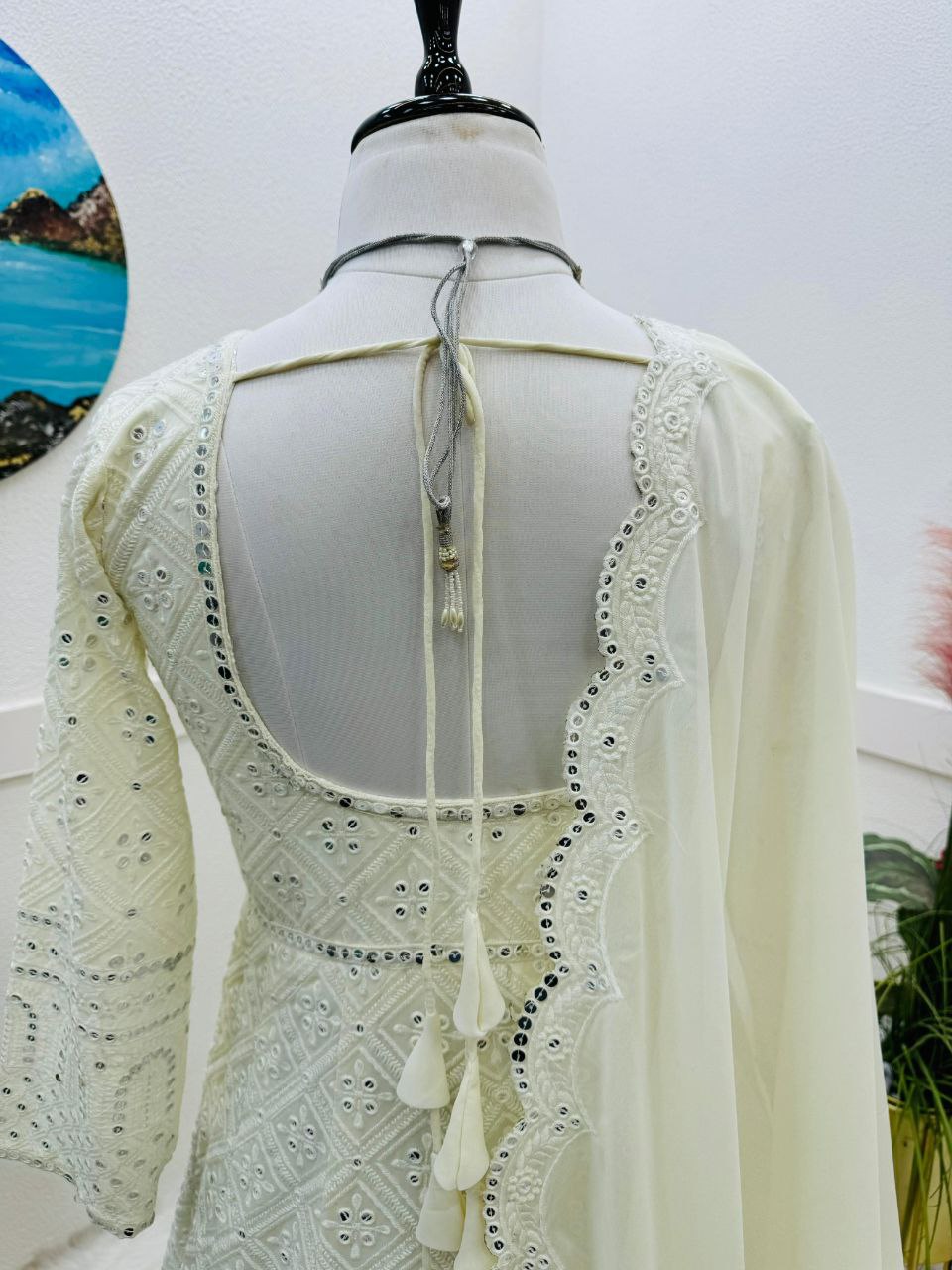 New Designer Party Wear Fox Georgette Gown Pant & Dupatta Set