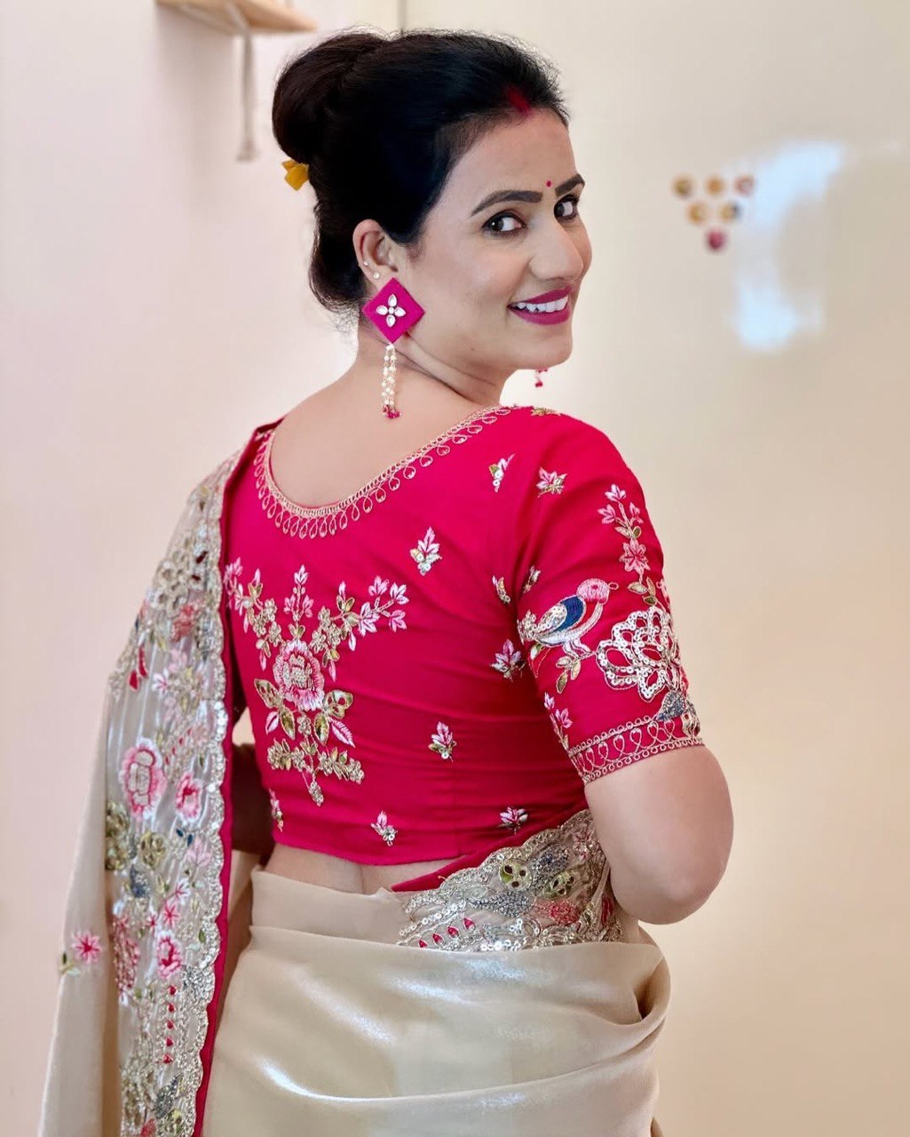 Embroidery & Cutwork Border Designer Party Wear Soft Jimichu Silk Saree With Blouse