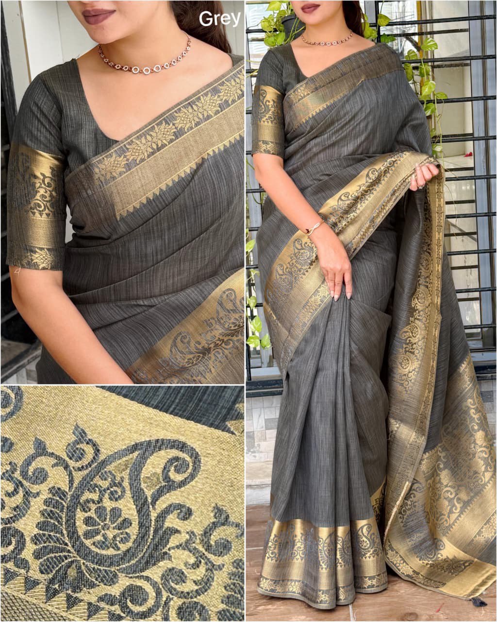 Casual Wear Assam Silk Saree with Zari Weaving Jacquard Border & Unstitched Blouse