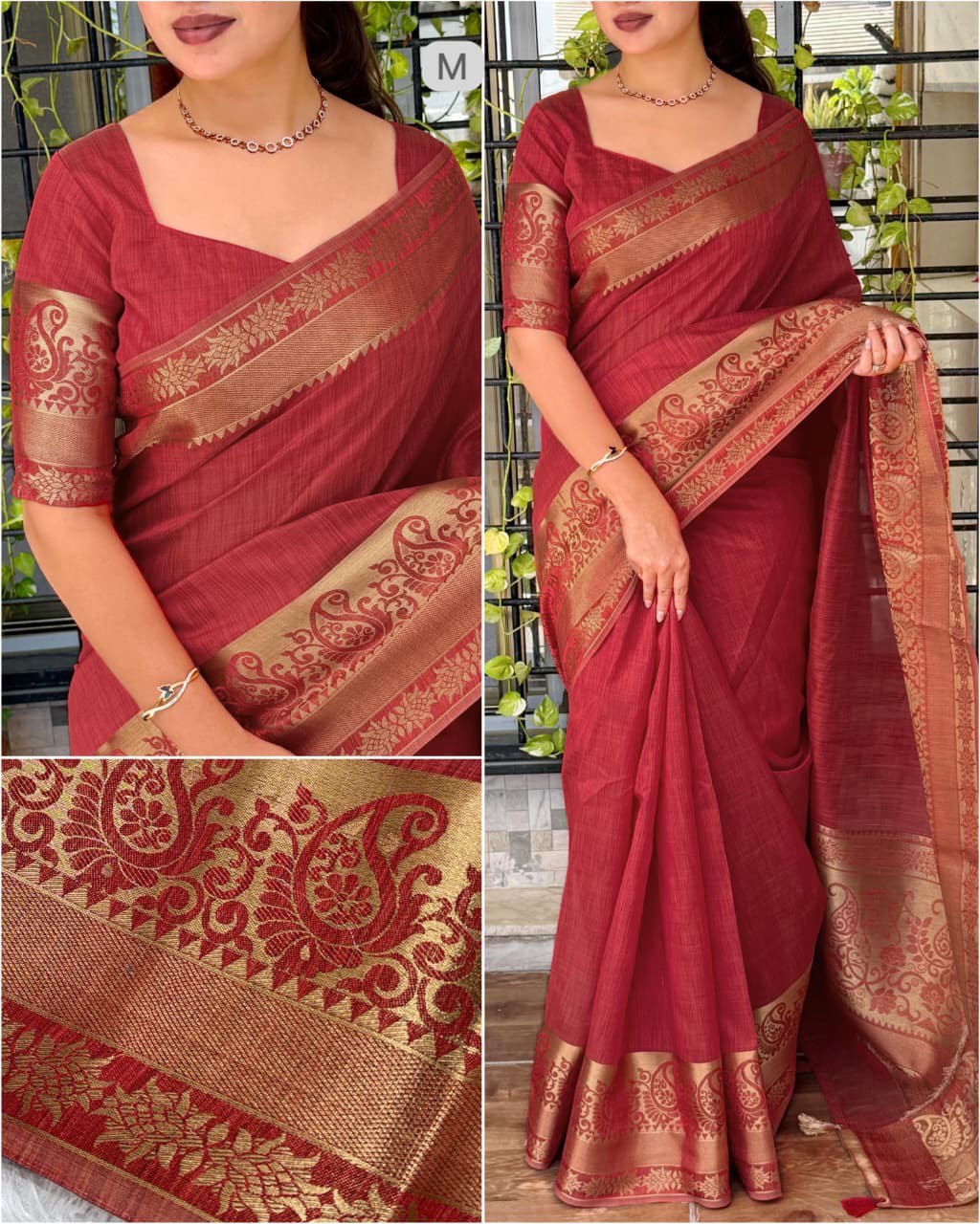 Casual Wear Assam Silk Saree with Zari Weaving Jacquard Border & Unstitched Blouse