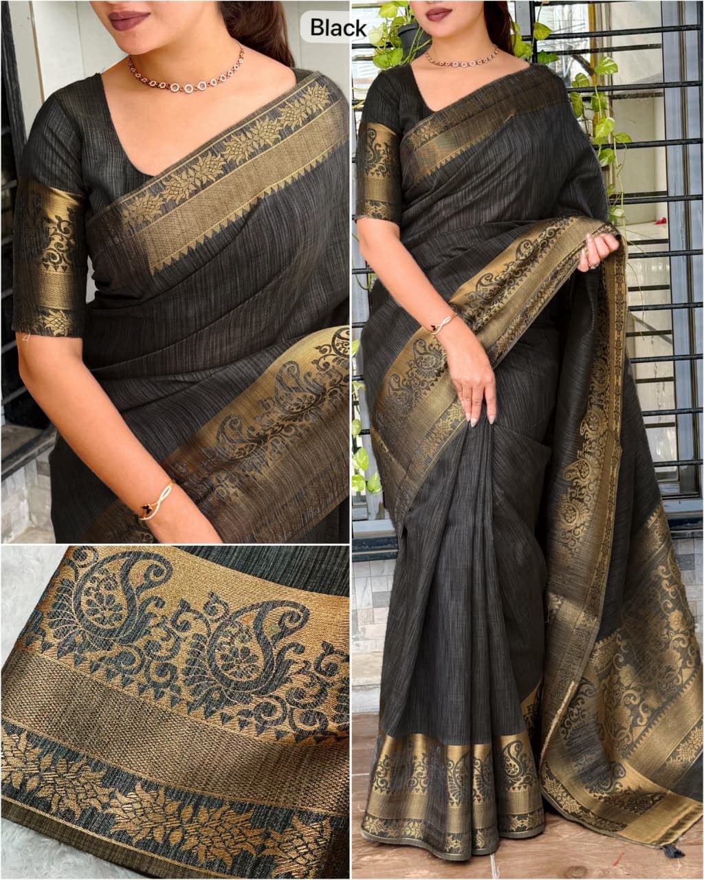 Casual Wear Assam Silk Saree with Zari Weaving Jacquard Border & Unstitched Blouse