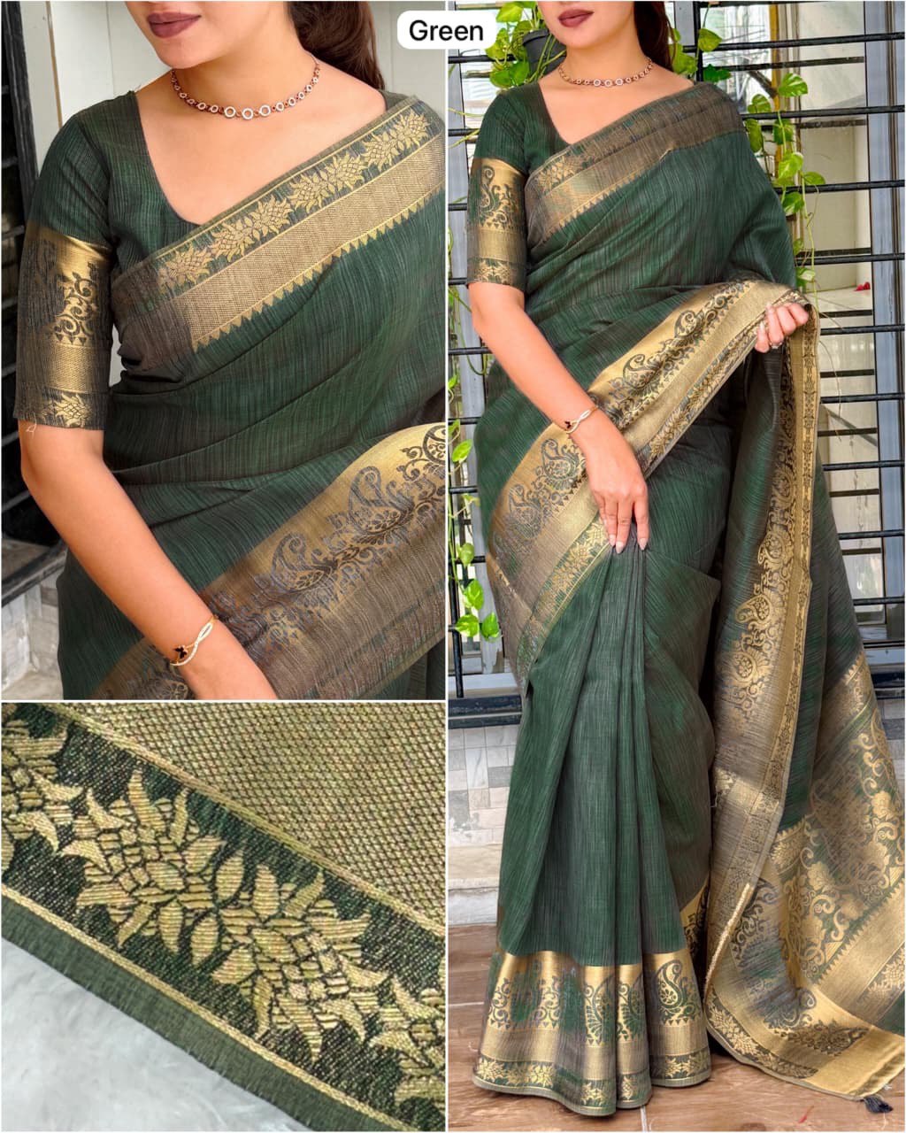 Casual Wear Assam Silk Saree with Zari Weaving Jacquard Border & Unstitched Blouse