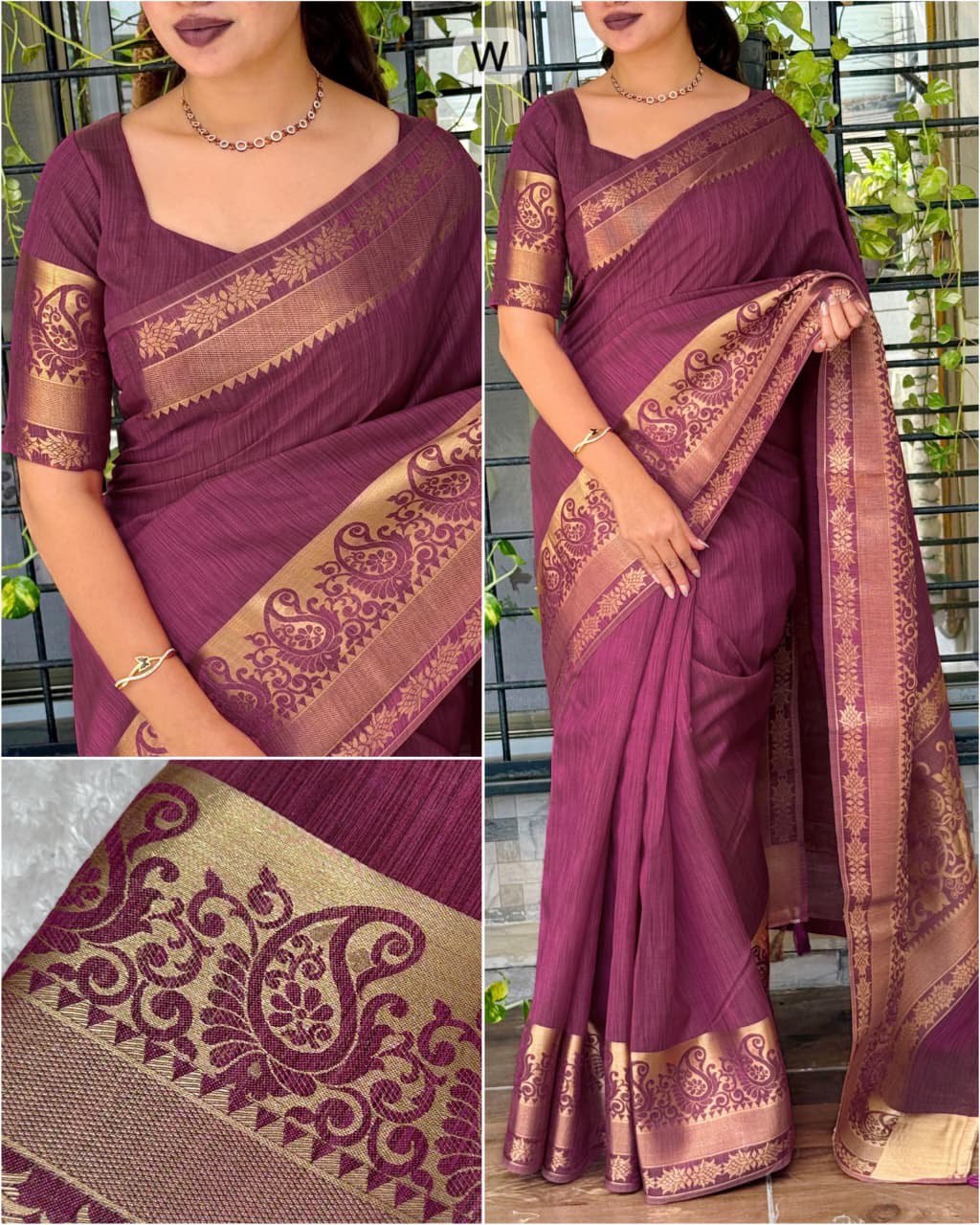 Casual Wear Assam Silk Saree with Zari Weaving Jacquard Border & Unstitched Blouse