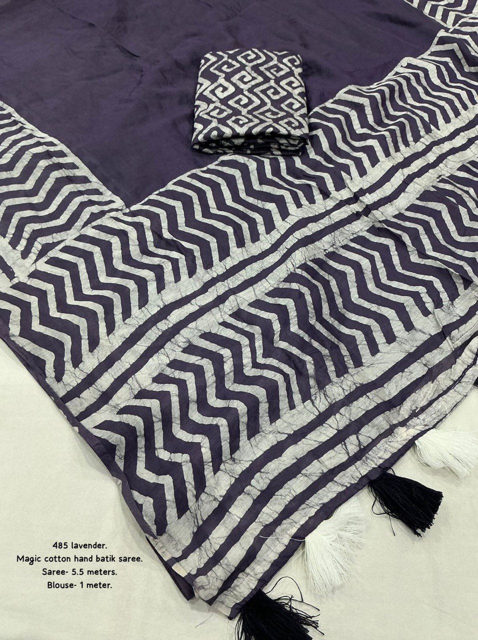 Pure Chanderi Cotton Gala Style Prints Batik Saree with Blouse