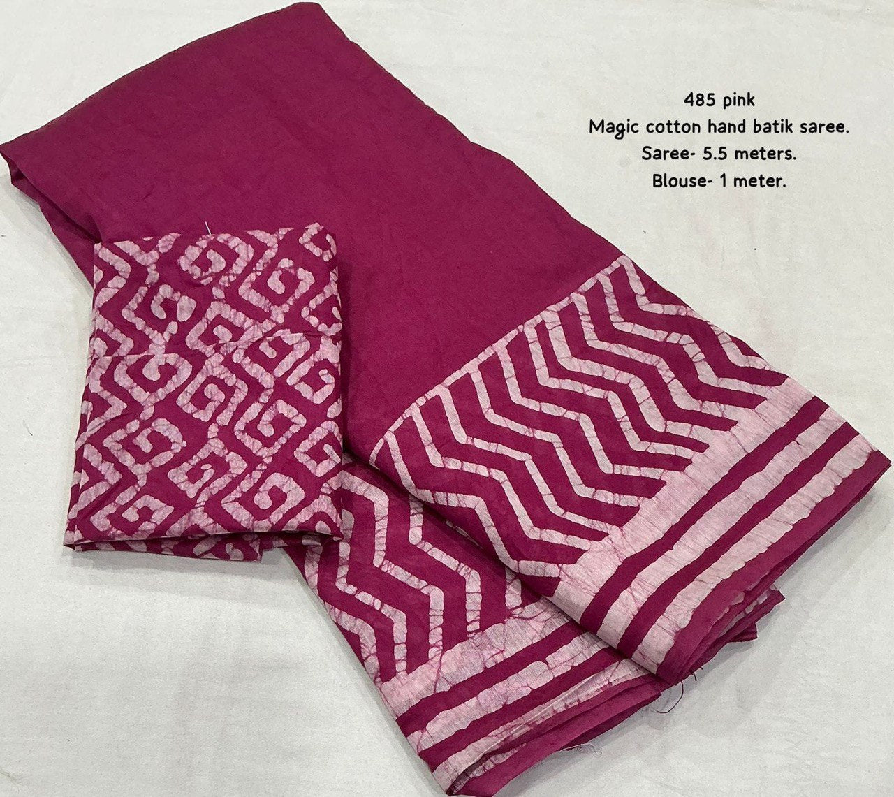 Pure Chanderi Cotton Gala Style Prints Batik Saree with Blouse