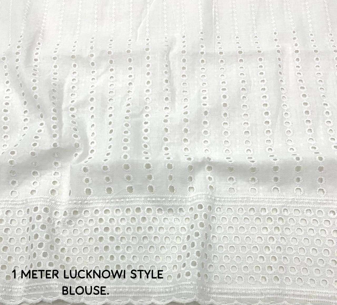 Soft Linen Checkered Print Saree with Cotton Tassels & Contrast Lucknowi Blouse Piece