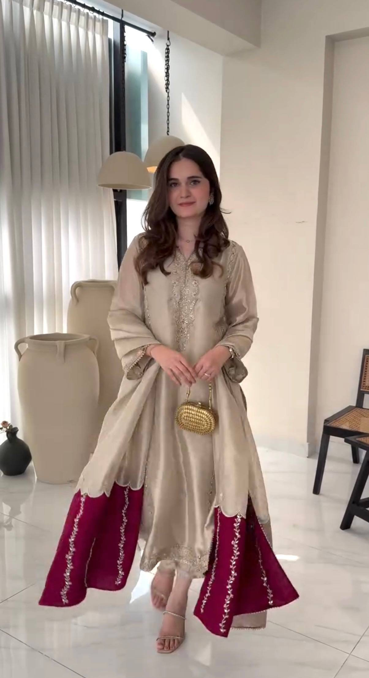 Designer Party Wear Pur Jimmy Choo Top, Plazzo & Dupatta Set