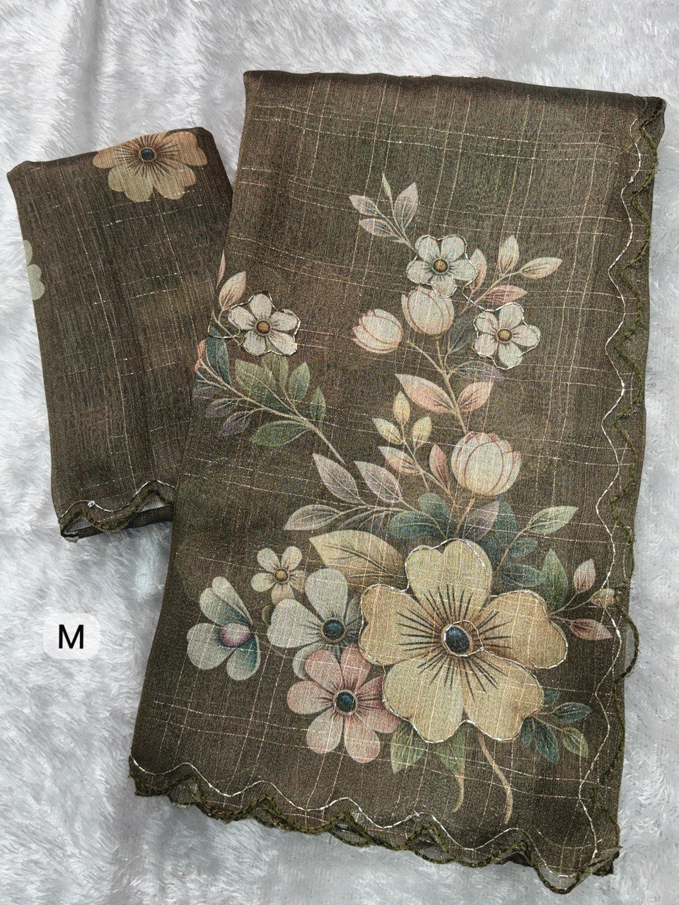 Sequins Beads & Zari Weaving Cutwork Border Metallic Tissue Cotton Saree With Blouse