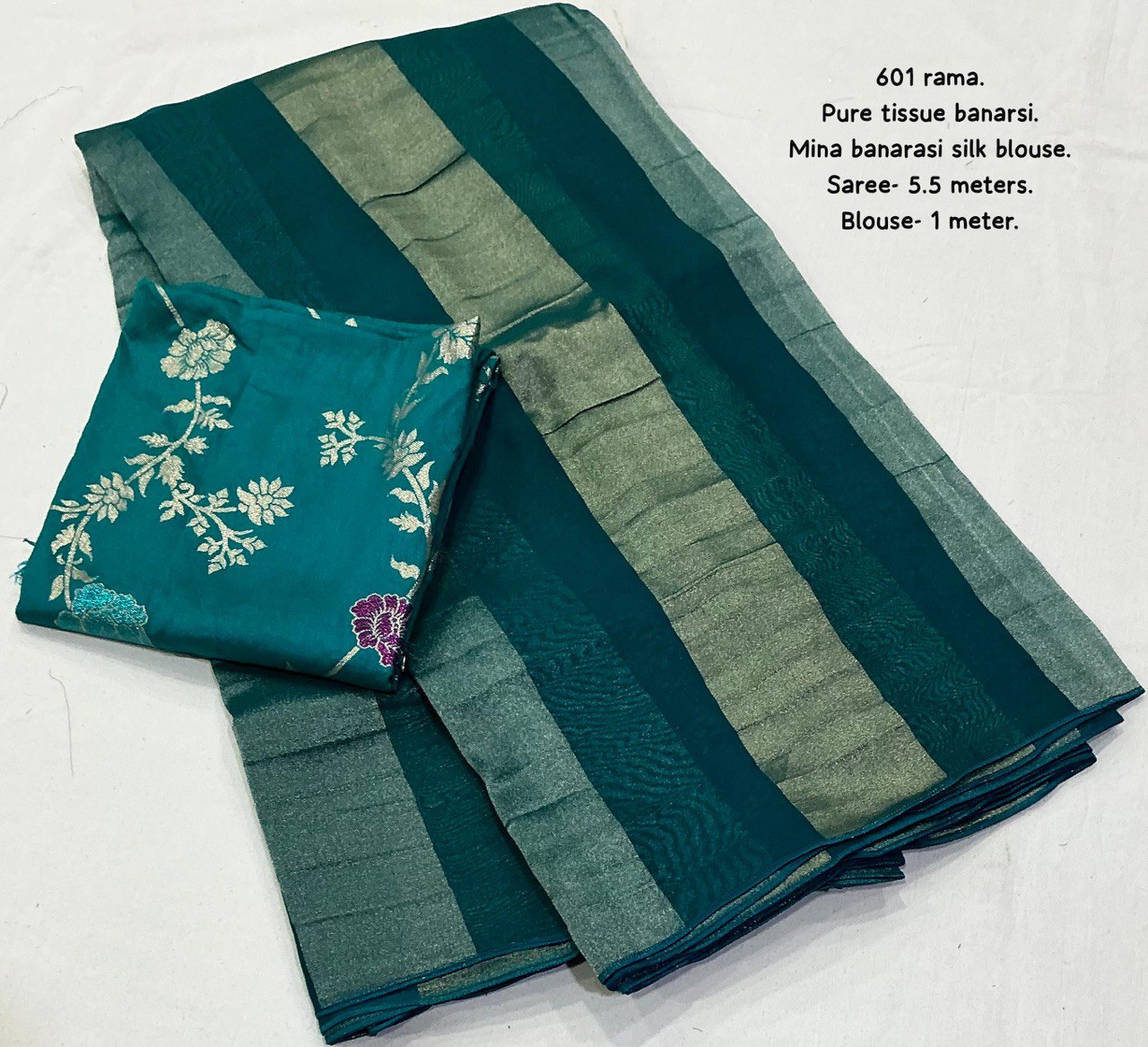 Premium Pure Organza Silk Saree with Zari Stripes & Banarasi Mina Blouse