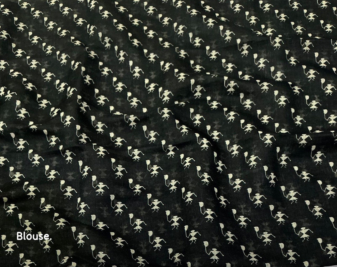 Aari Mirror Work Trendy Printed Designer Linen Saree With Running Blouse