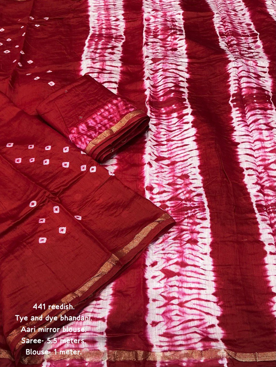 Pure Chanderi Cotton Hand-Tied Bandhani Saree with Blouse