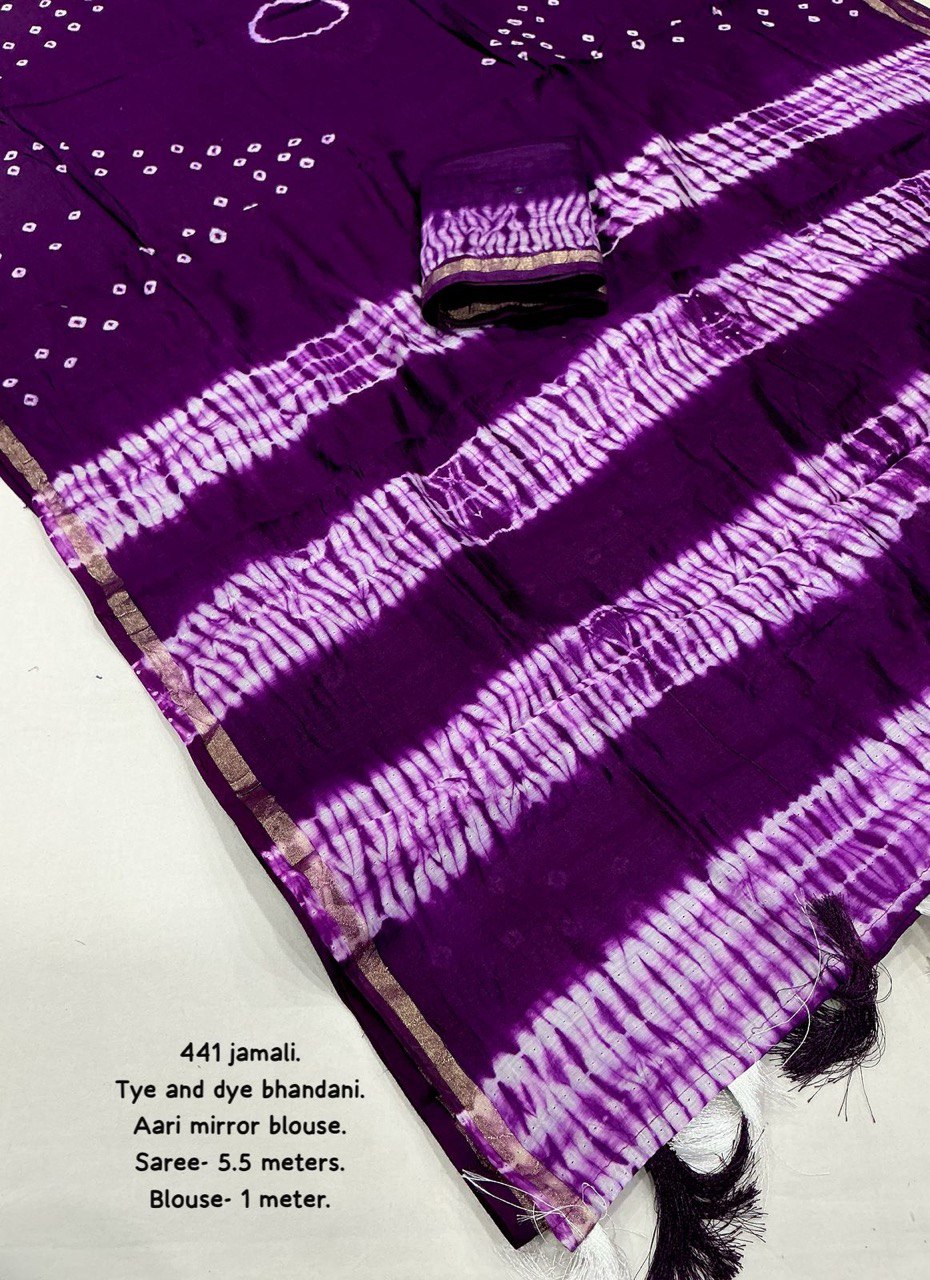 Pure Chanderi Cotton Hand-Tied Bandhani Saree with Blouse