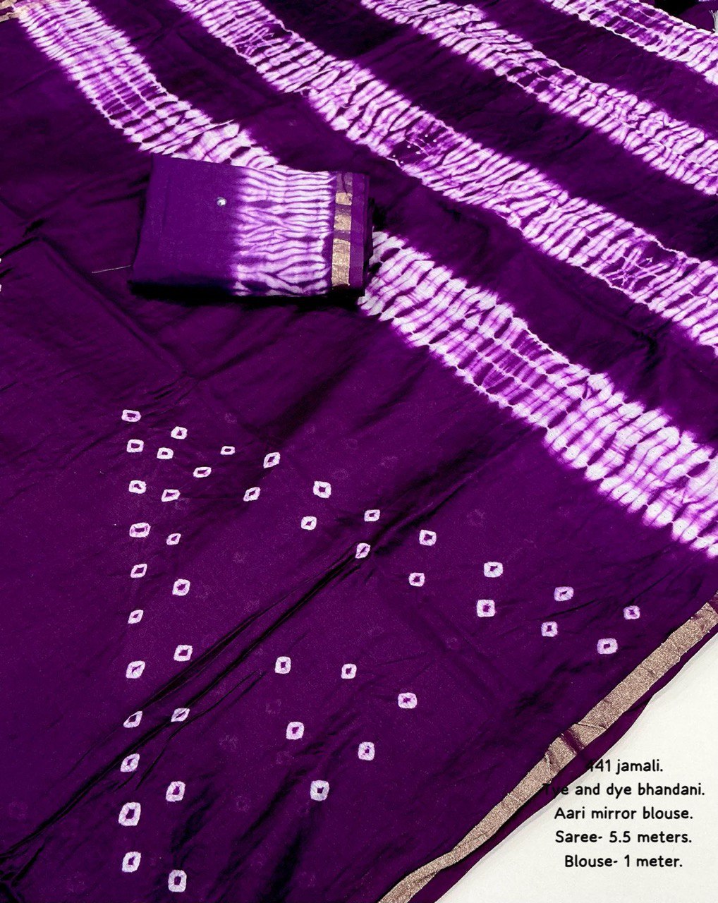 Pure Chanderi Cotton Hand-Tied Bandhani Saree with Blouse