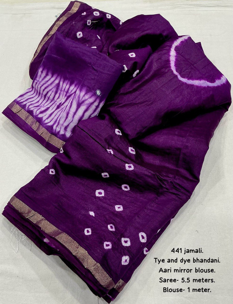 Pure Chanderi Cotton Hand-Tied Bandhani Saree with Blouse