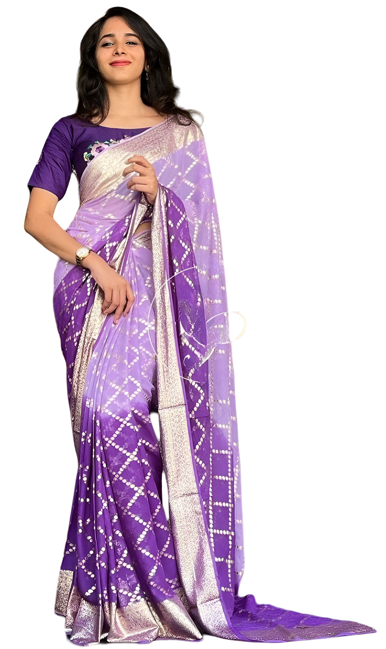 Elegant Viscose Georgette Saree with Zari & Embroidered Chanderi Blouse