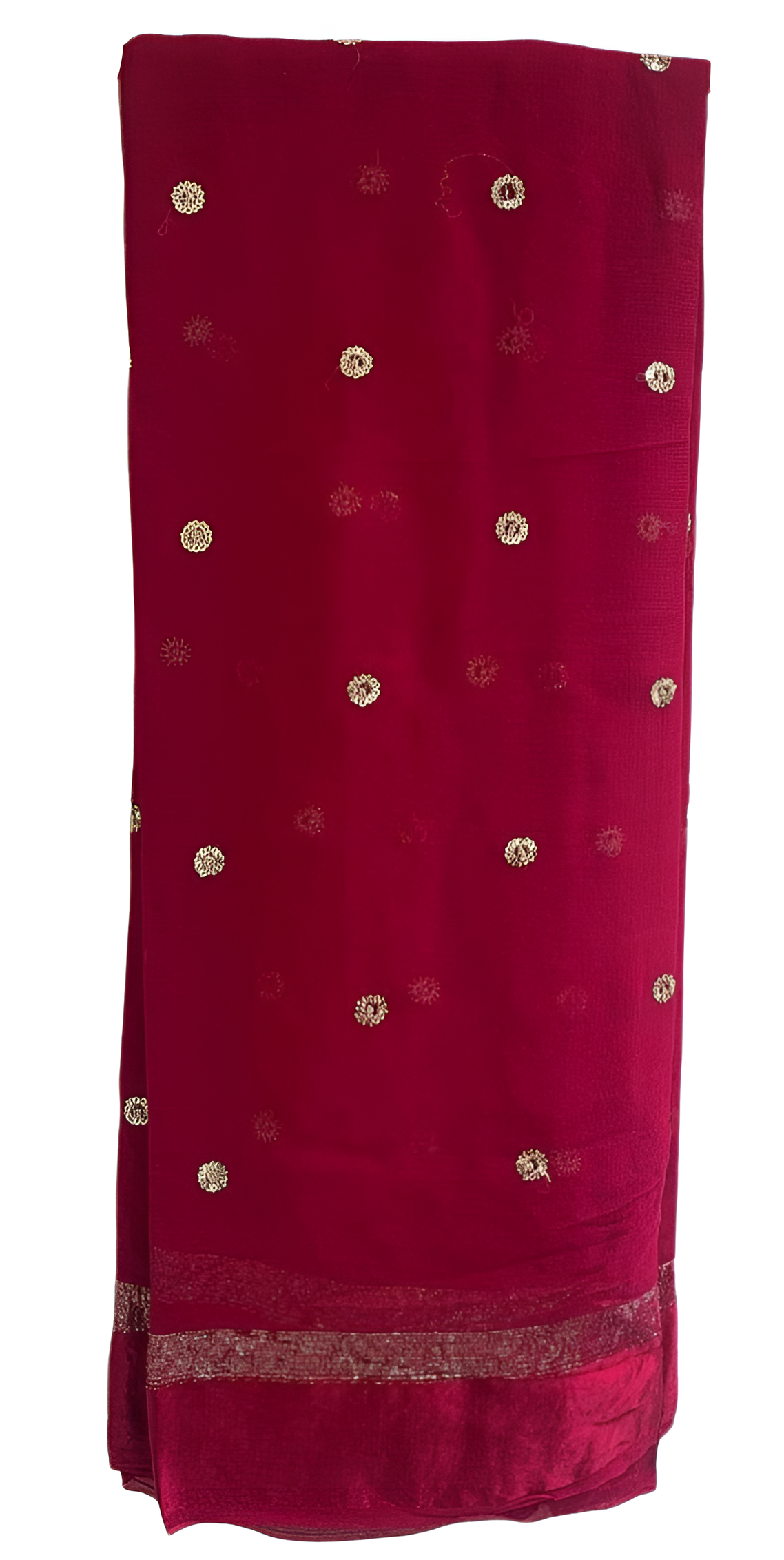 Pure Viscose Georgette Saree with Fancy Leaf Sequins & Satin Patta Border