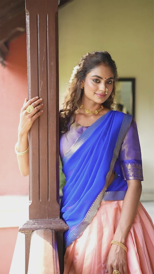 Kanchipuram Zari Weaving Lehenga Choli with Georgette Dupatta
