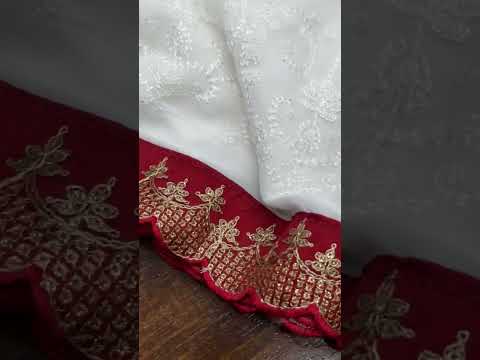 Buy Red Chikankari Saree Georgette for Women Full Work Embroidery