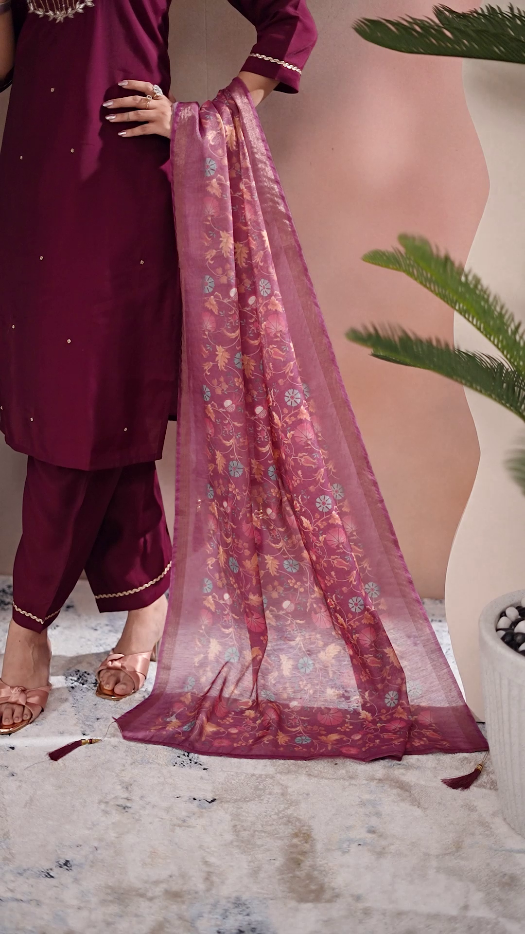 Handwork Silk Kurta Suit with Digital Printed Dupatta