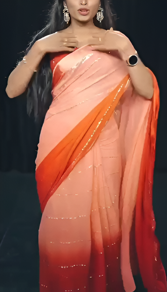 Elegant Pure Viscose Georgette Saree with Padding Dye Print & Satin Patta Border